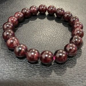 Real GARNET Bead Bracelet (stretch/elastic). Red. Fine Jewelry 6”-7” inch TESTED